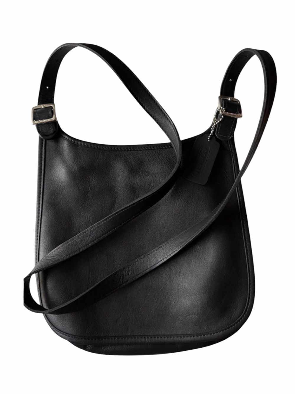 Coach 9135 Hippie Flap Crossbody Bag Black Glove Tanned Leather - Vintage